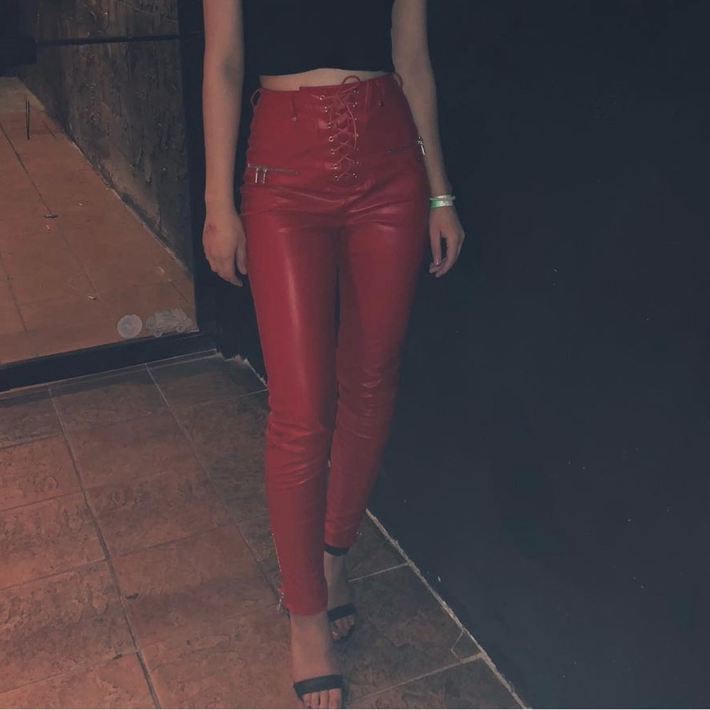 Tiger Mist Red Leather Pants